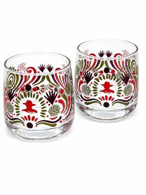 Set of 2 Don Julio Patterned Glass Tumblers Drinking Glasses